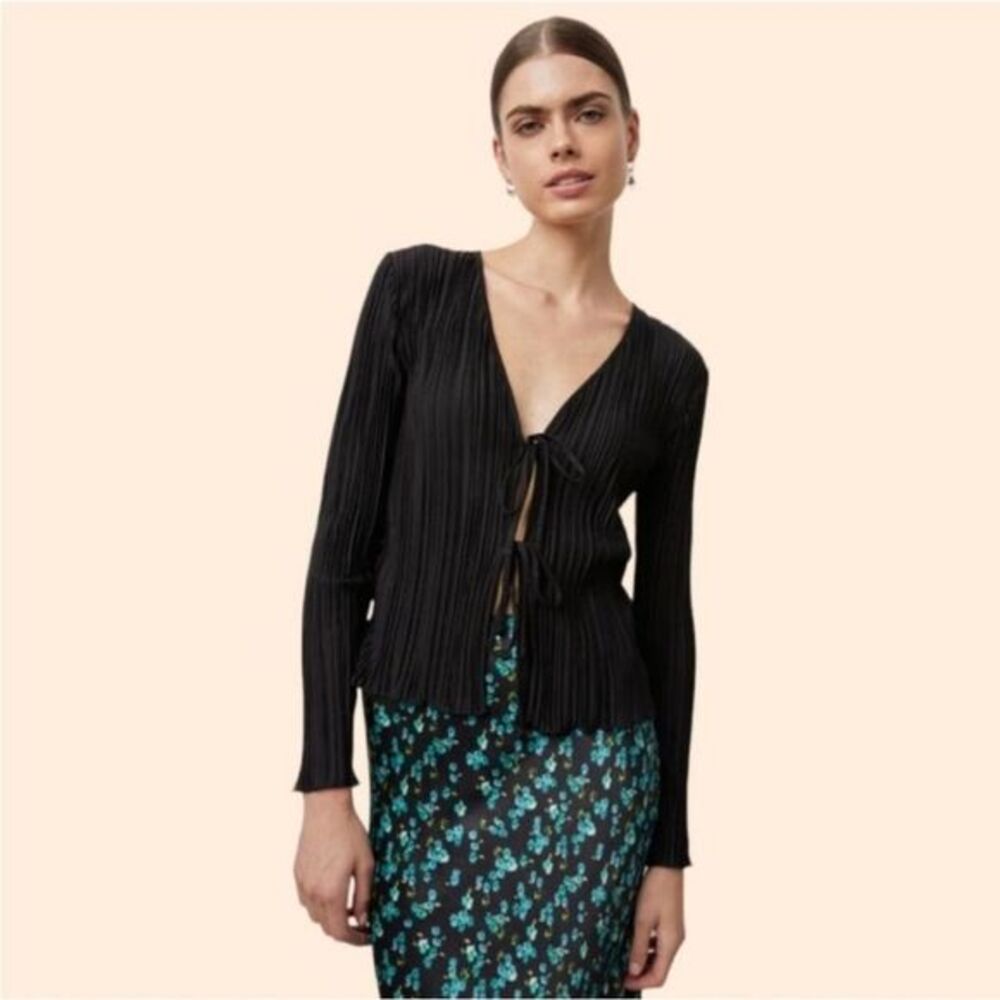 Rails‎ -535 Women's Bethany Top Pleated Lace Up Long Sleece in Black Size XL